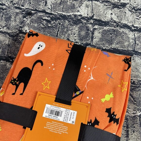 Hyde & Eek Men's Large Orange 2-Pc Halloween PJ Set bat Candy Spider Boo - Picture 7 of 7